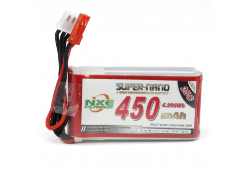 Аккумулятор LiPo 3S 450mAh 25C (NXE) 11.1В мягкий корпус, разъём JST